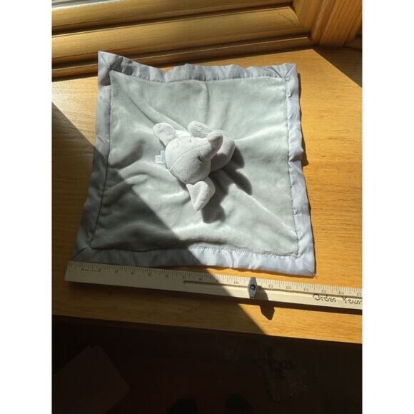 Carters Elephant Security Blanket Plush Lovey Grey & Silver Satin - Picture 8 of 9